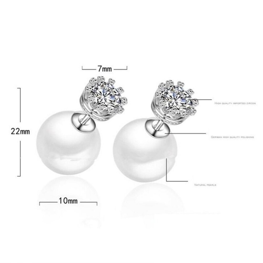 925 Sterling Silver crown inlaid crystal temperaMant Earrings for Woman, K102 - Picture 6 of 6